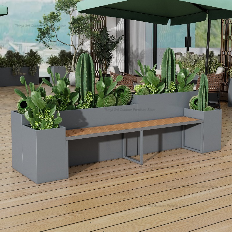 Outdoor Furniture Bench - Скандинавская скамья-кашпо из нержавеющей стали, уличная