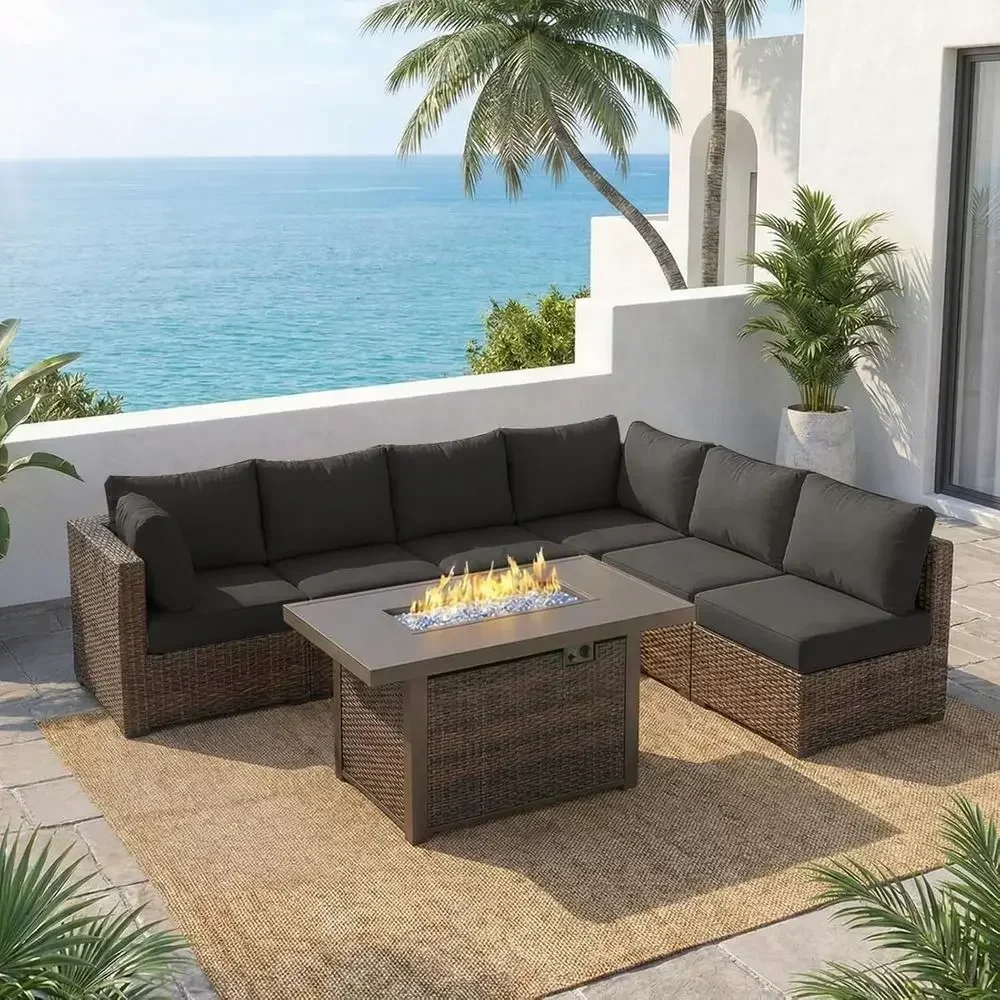 Outdoor Furniture With Fire Pit - Комплект садовой мебели из 7 предметов