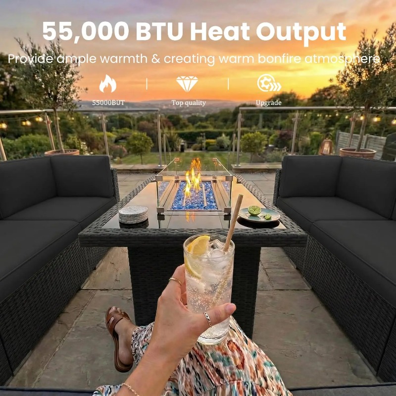 8-местный комплект плетеной ме – обзор и цена Outdoor Furniture With Fire Pit