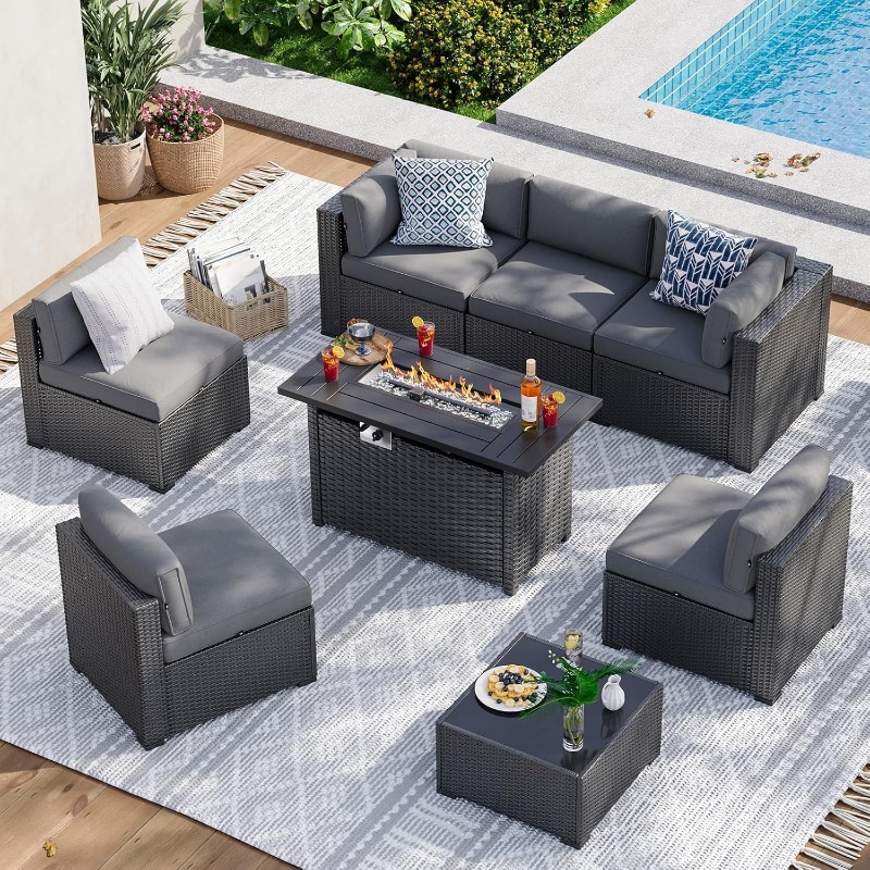 Набор садовой мебели Aoxun из  – обзор и цена Outdoor Furniture With Fire Pit