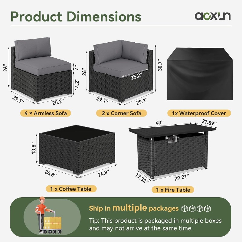 Набор садовой мебели Aoxun из  – обзор и цена Outdoor Furniture With Fire Pit
